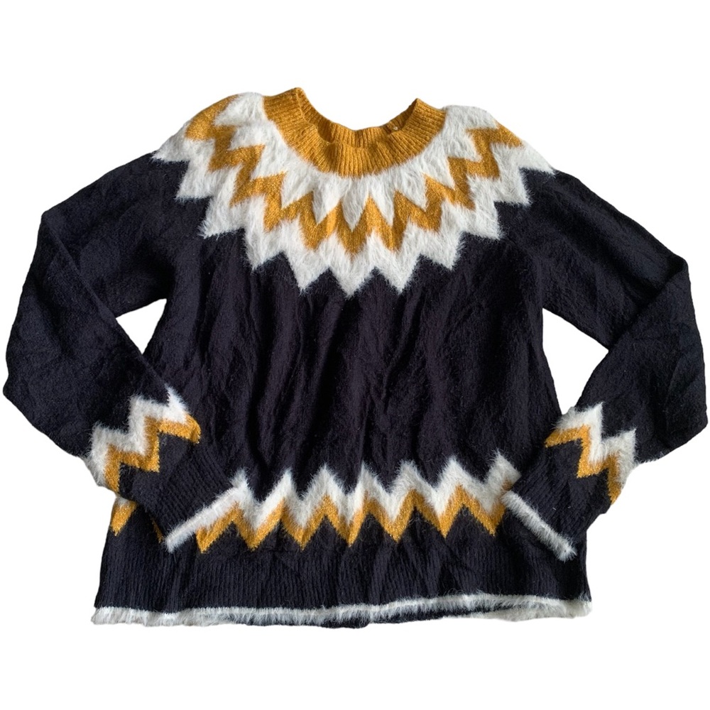 Silver flint size small fair isle sweater women’s crewneck long sleeve knit